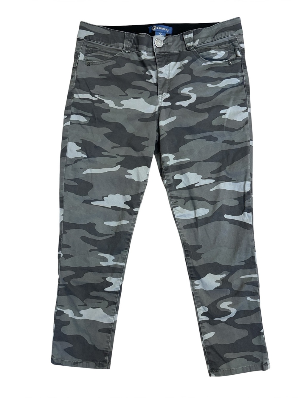 Democracy Ab Solution Green Gray Camo High Rise Ankle Jeans Size 14